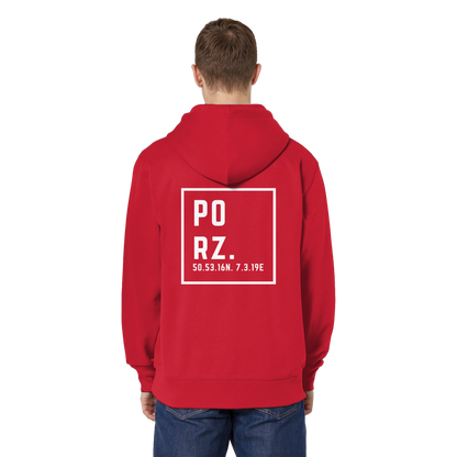 Porz Koordinaten (großer Druck Rücken)  Organic Relaxed Zipper