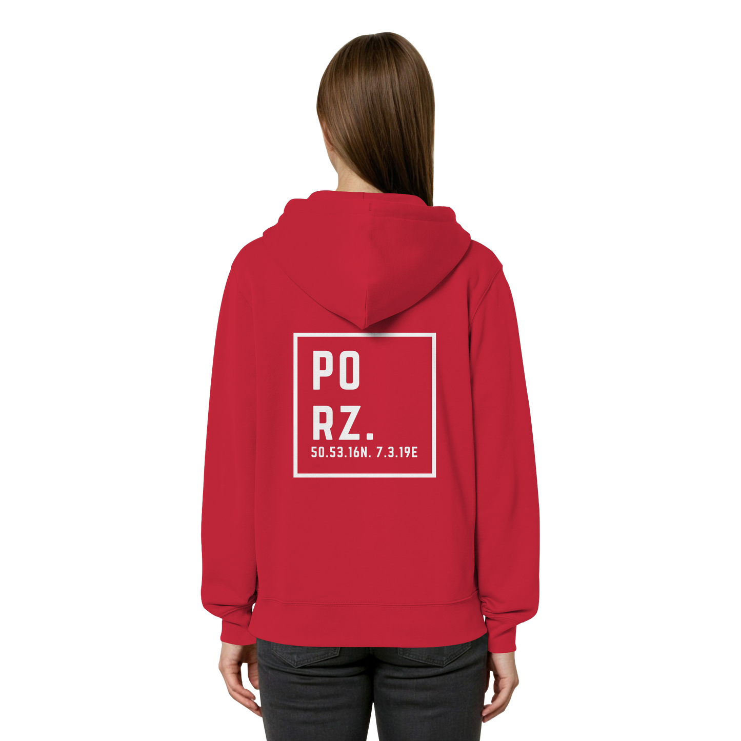Porz Koordinaten (großer Druck Rücken)  Organic Relaxed Zipper