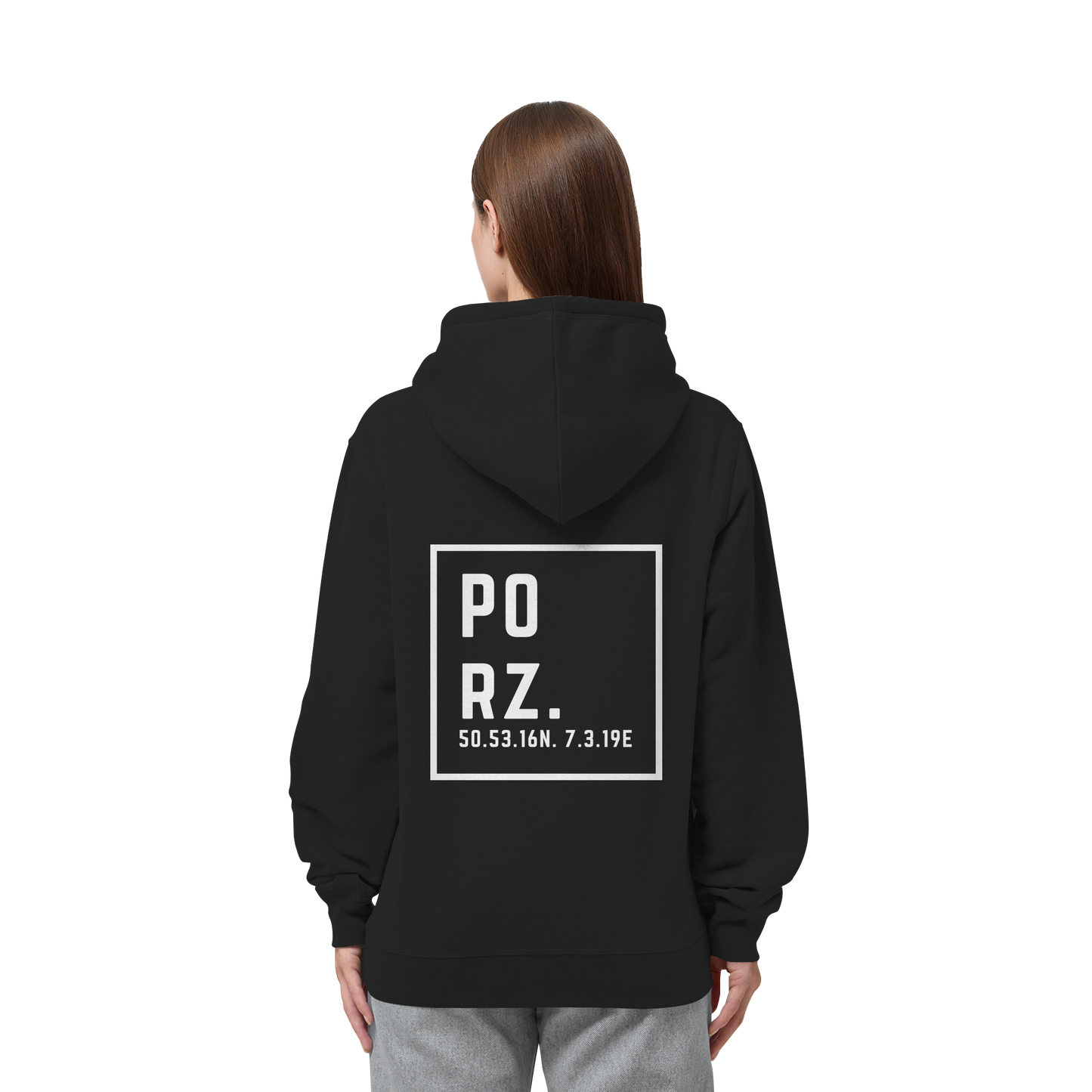 Porz Koordinaten (großer Druck Rücken) - Organic Side Pocket Hoodie