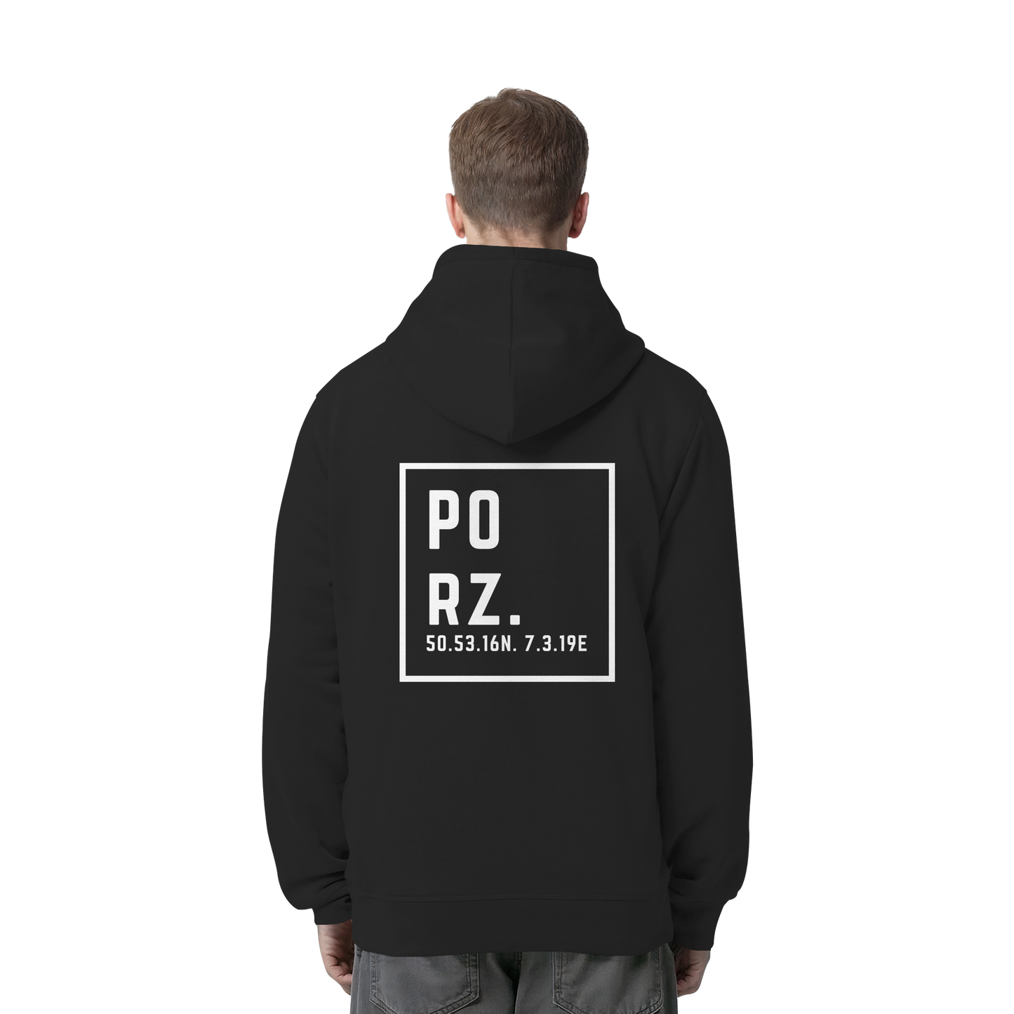 Porz Koordinaten (großer Druck Rücken) - Organic Side Pocket Hoodie