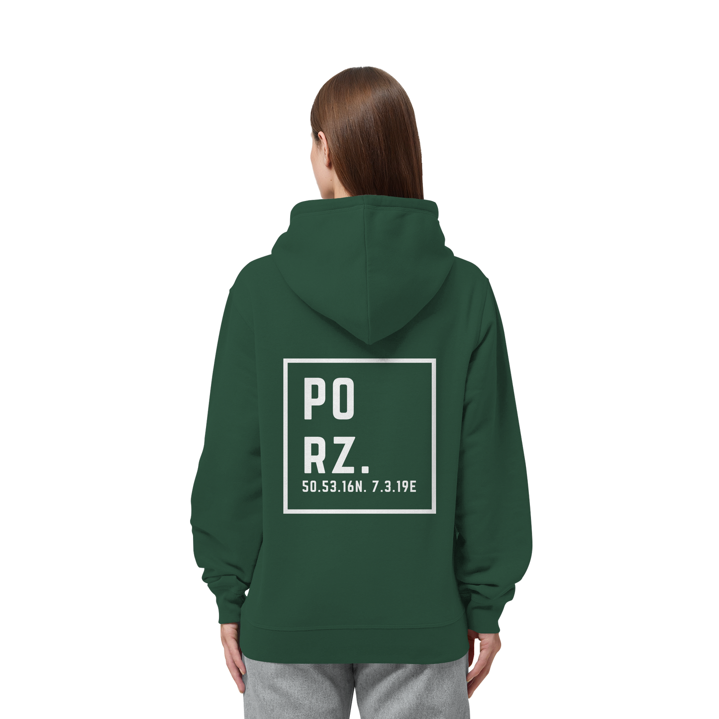 Porz Koordinaten (großer Druck Rücken) - Organic Side Pocket Hoodie