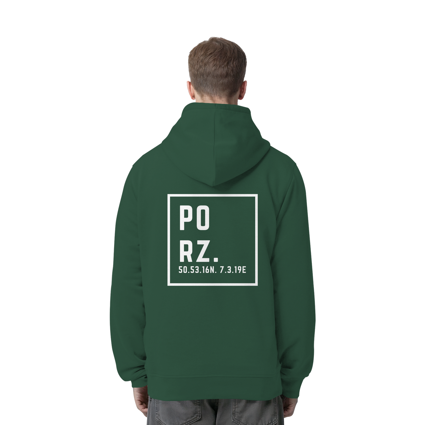 Porz Koordinaten (großer Druck Rücken) - Organic Side Pocket Hoodie