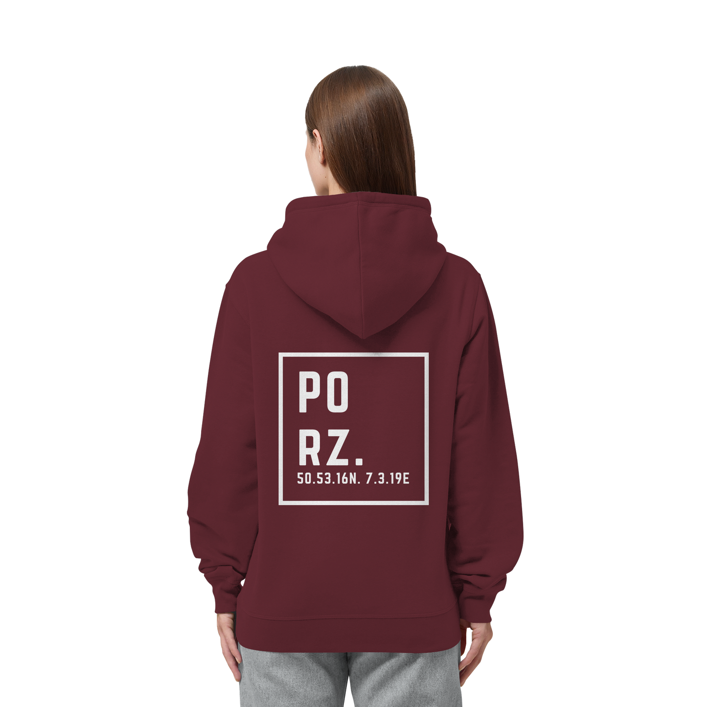 Porz Koordinaten (großer Druck Rücken) - Organic Side Pocket Hoodie