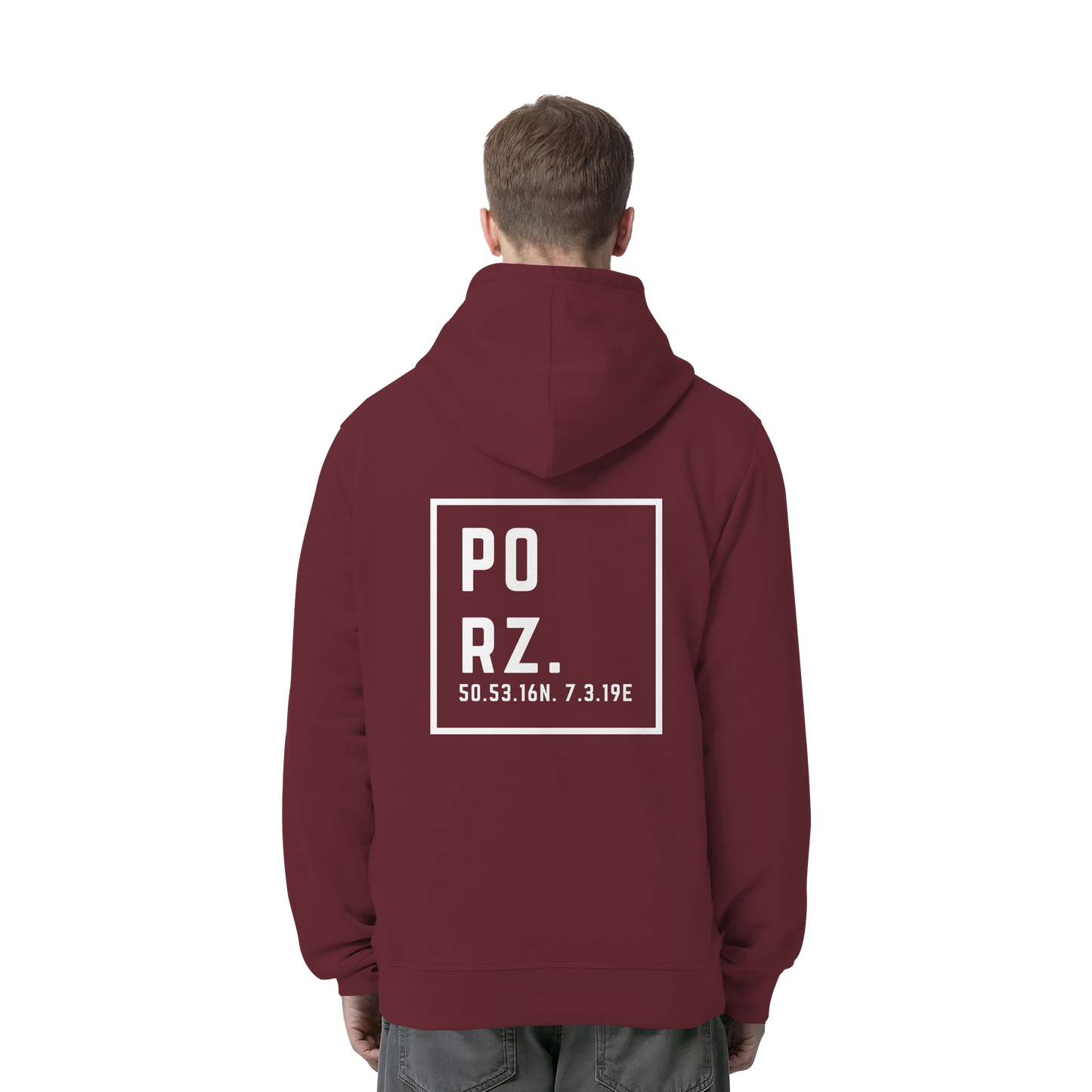 Porz Koordinaten (großer Druck Rücken) - Organic Side Pocket Hoodie