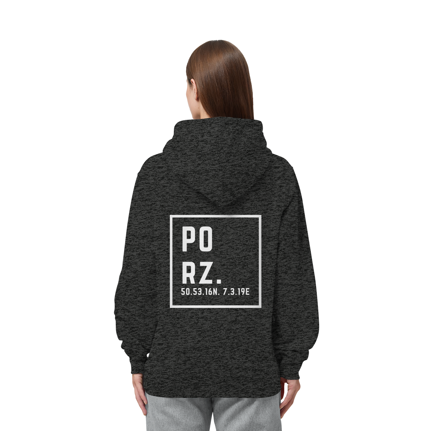 Porz Koordinaten (großer Druck Rücken) - Organic Side Pocket Hoodie