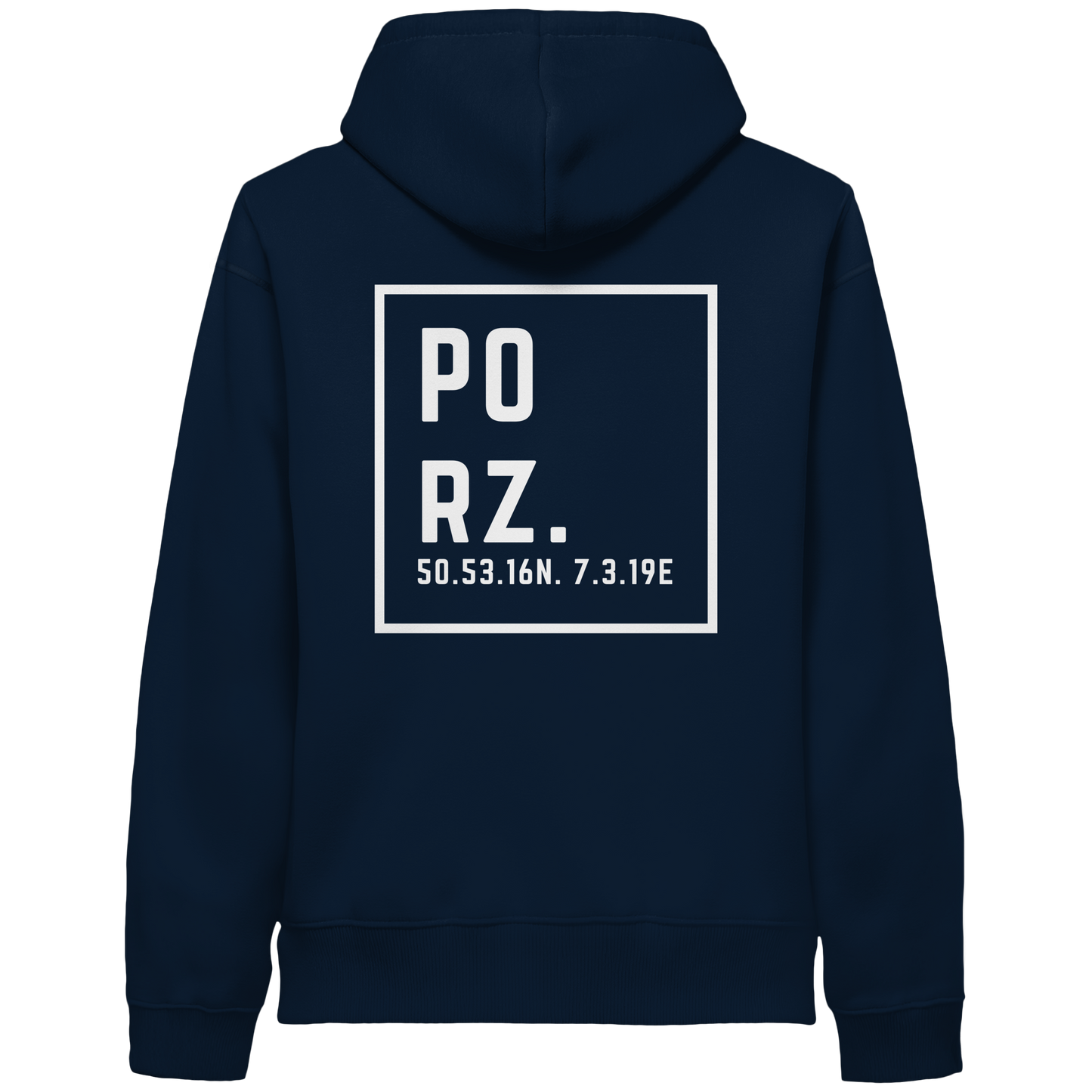 Porz Koordinaten (großer Druck Rücken) - Organic Side Pocket Hoodie