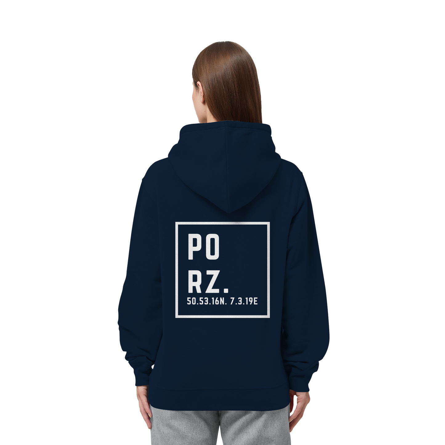 Porz Koordinaten (großer Druck Rücken) - Organic Side Pocket Hoodie