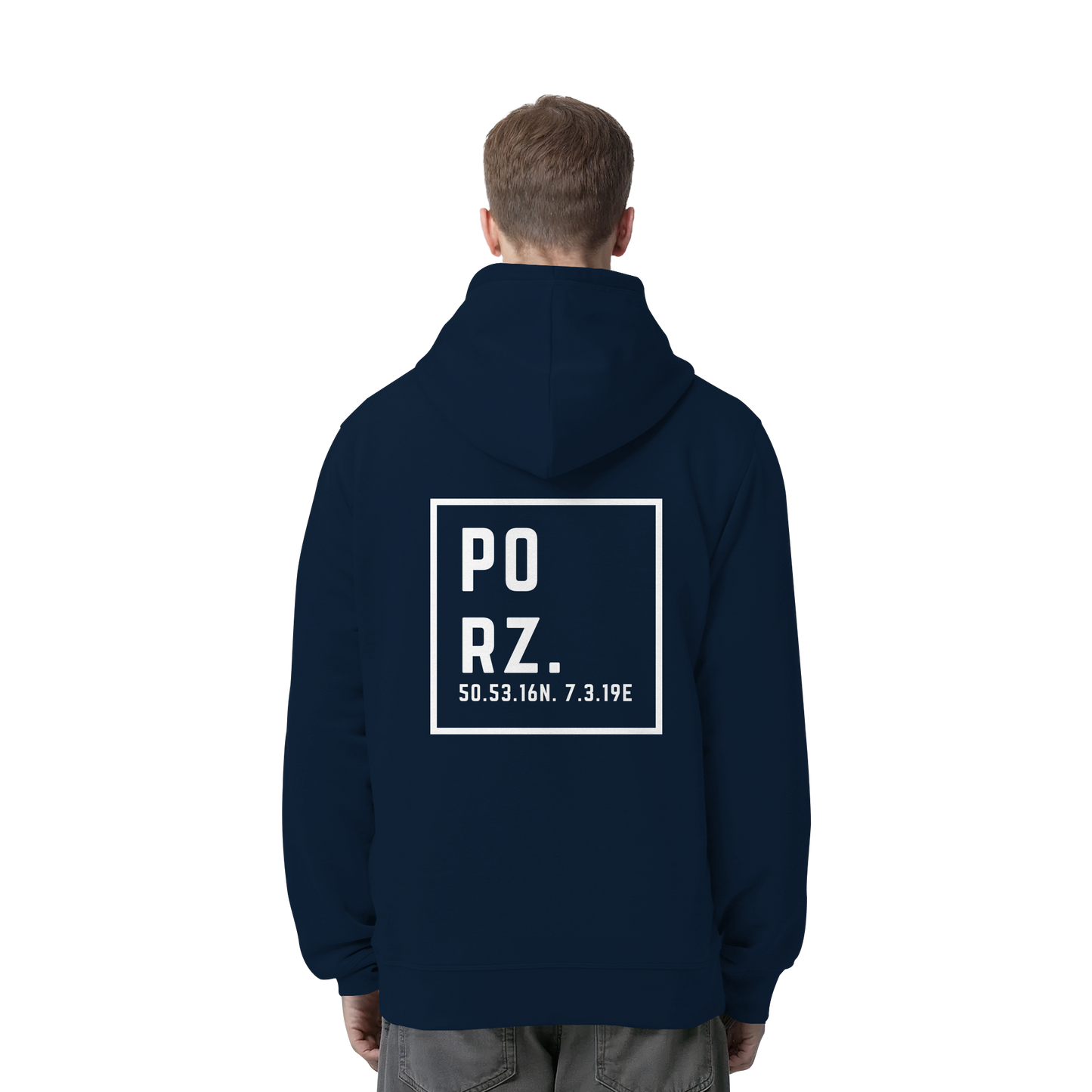 Porz Koordinaten (großer Druck Rücken) - Organic Side Pocket Hoodie