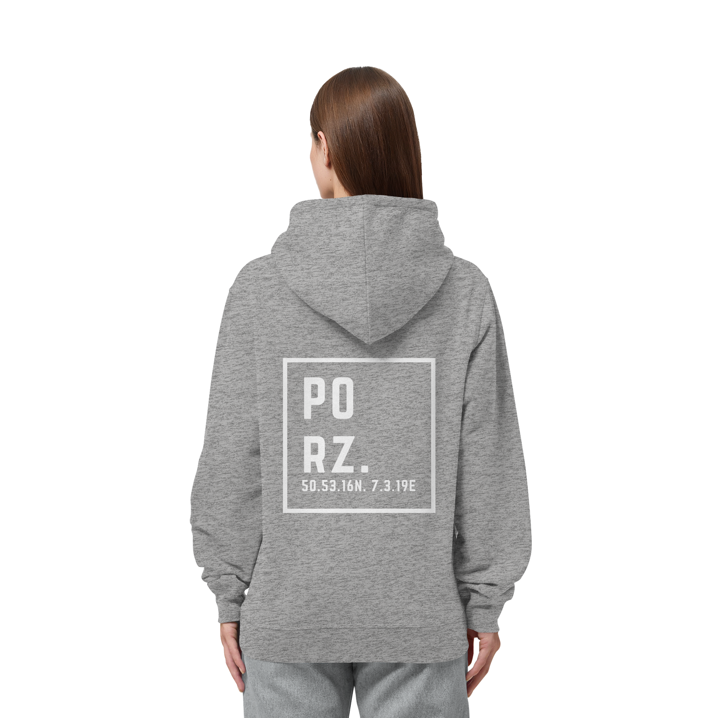 Porz Koordinaten (großer Druck Rücken) - Organic Side Pocket Hoodie