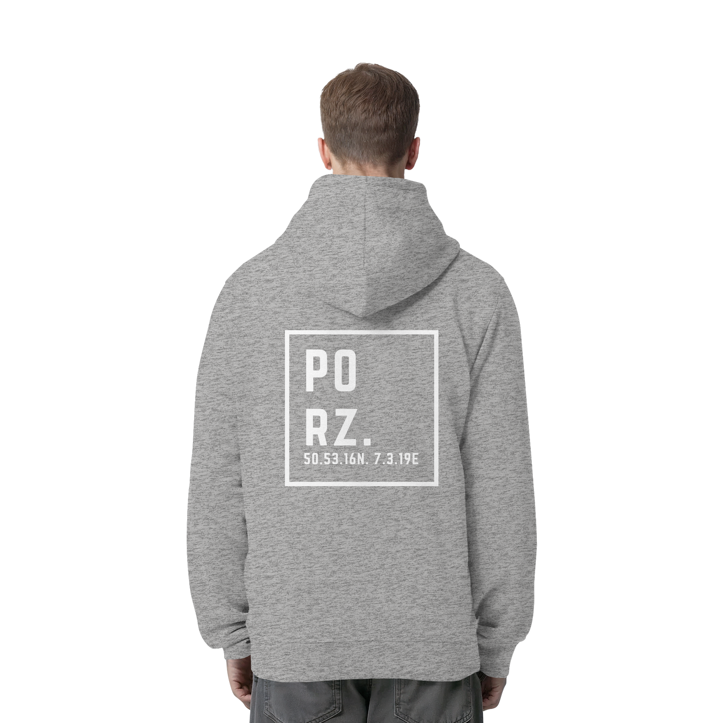 Porz Koordinaten (großer Druck Rücken) - Organic Side Pocket Hoodie