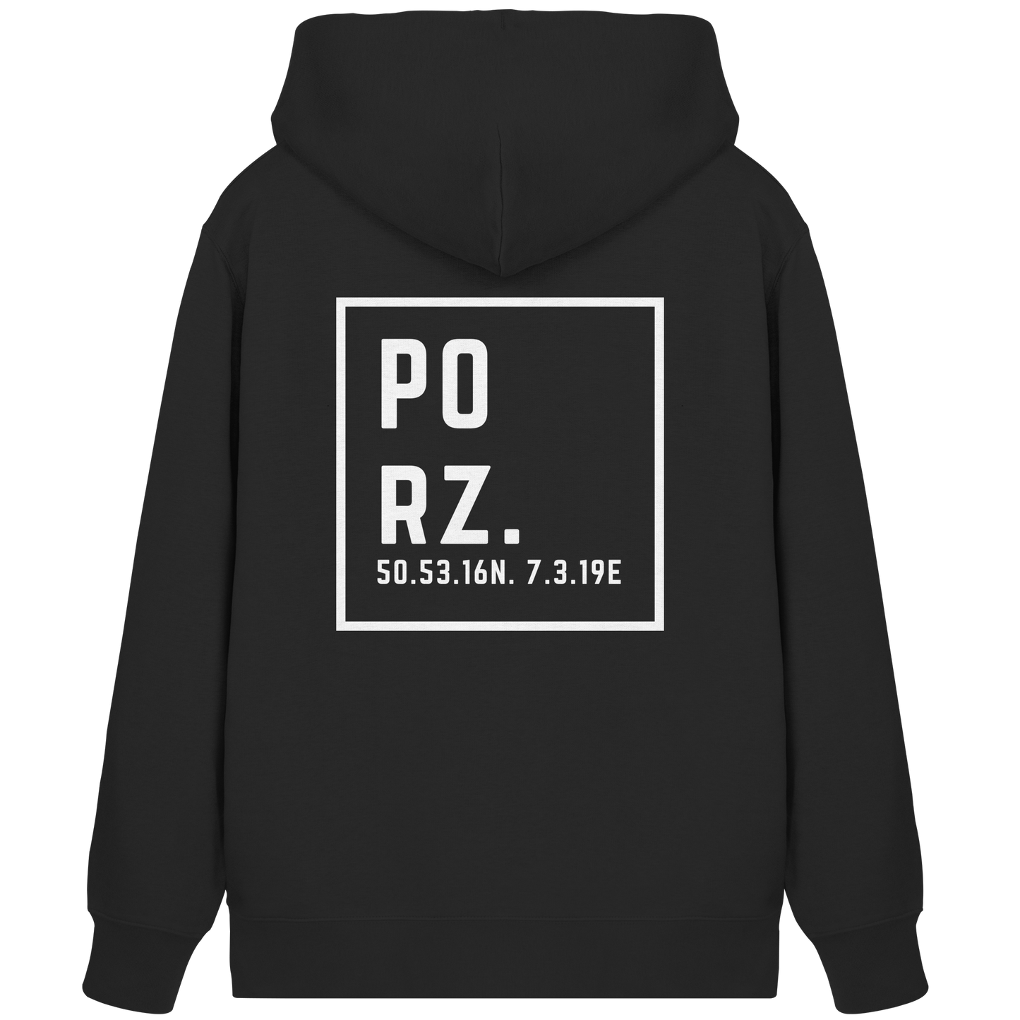 Porz Koordinaten (großer Druck Rücken) - Organic Zipper