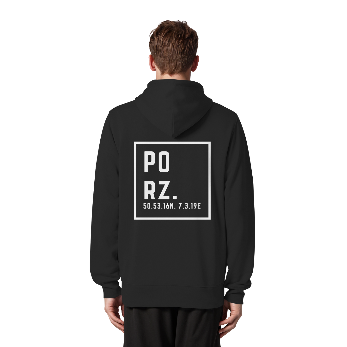 Porz Koordinaten (großer Druck Rücken) - Organic Zipper