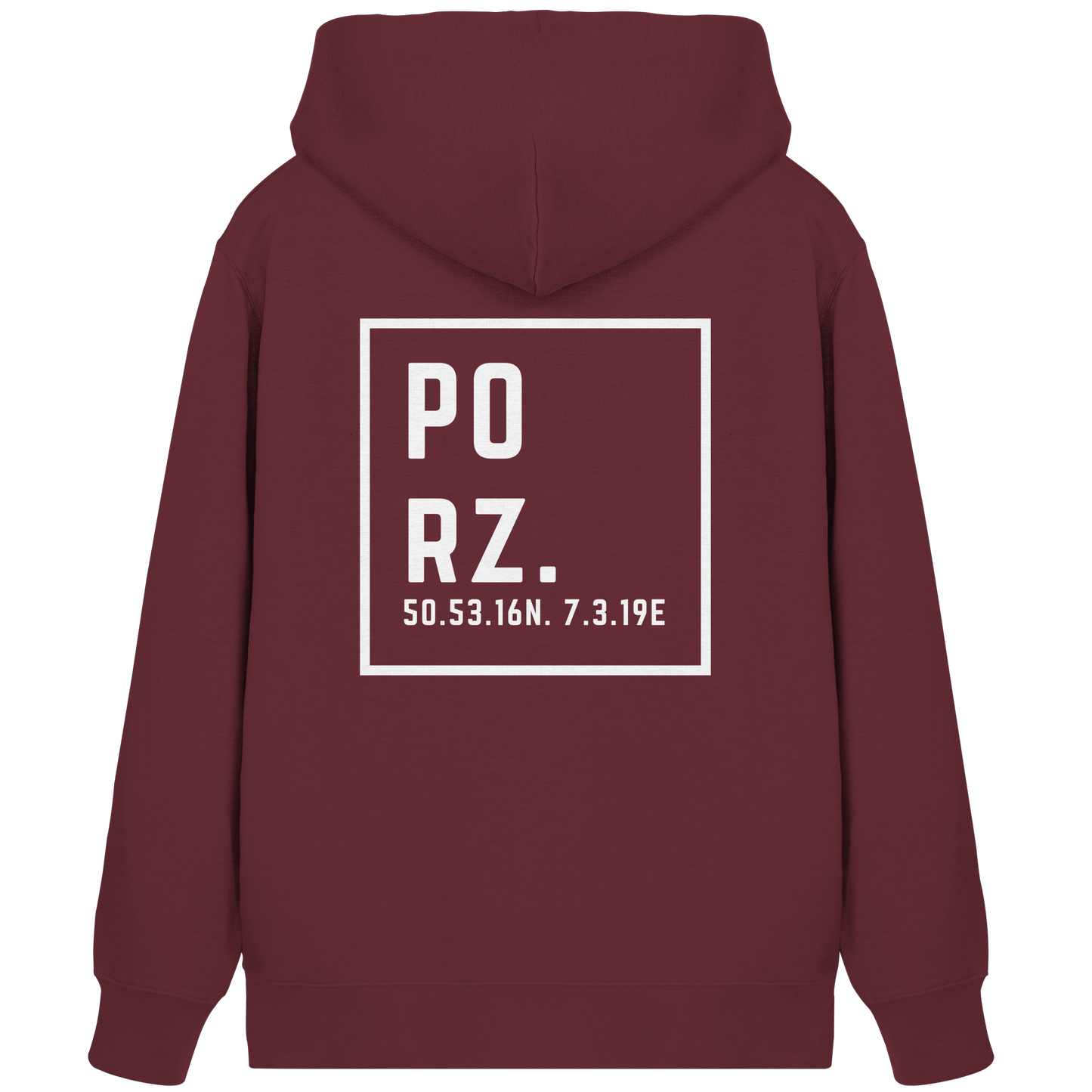 Porz Koordinaten (großer Druck Rücken) - Organic Zipper
