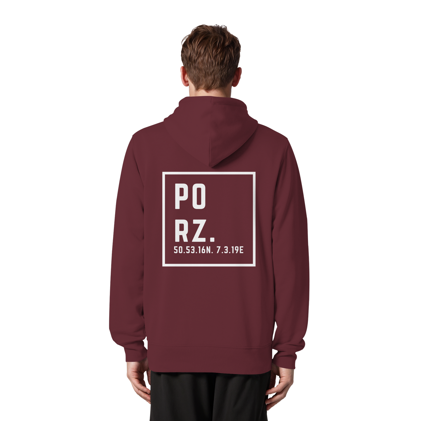 Porz Koordinaten (großer Druck Rücken) - Organic Zipper