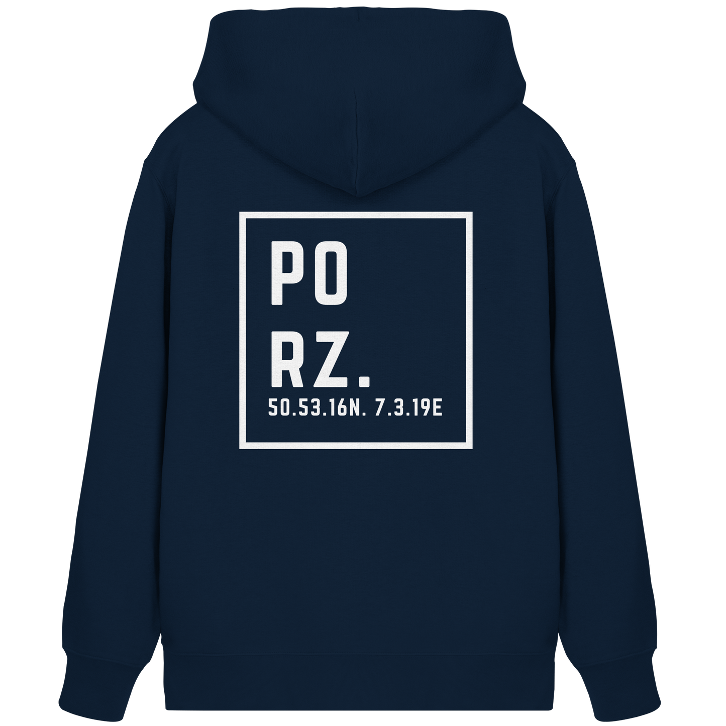 Porz Koordinaten (großer Druck Rücken) - Organic Zipper