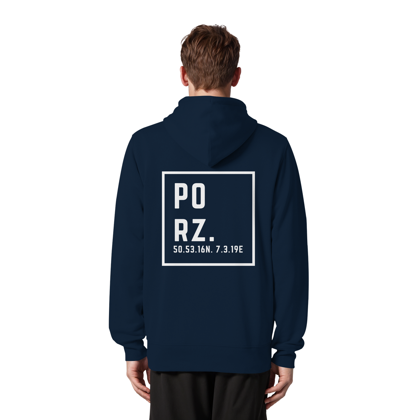 Porz Koordinaten (großer Druck Rücken) - Organic Zipper