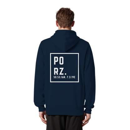 Porz Koordinaten (großer Druck Rücken) - Organic Zipper