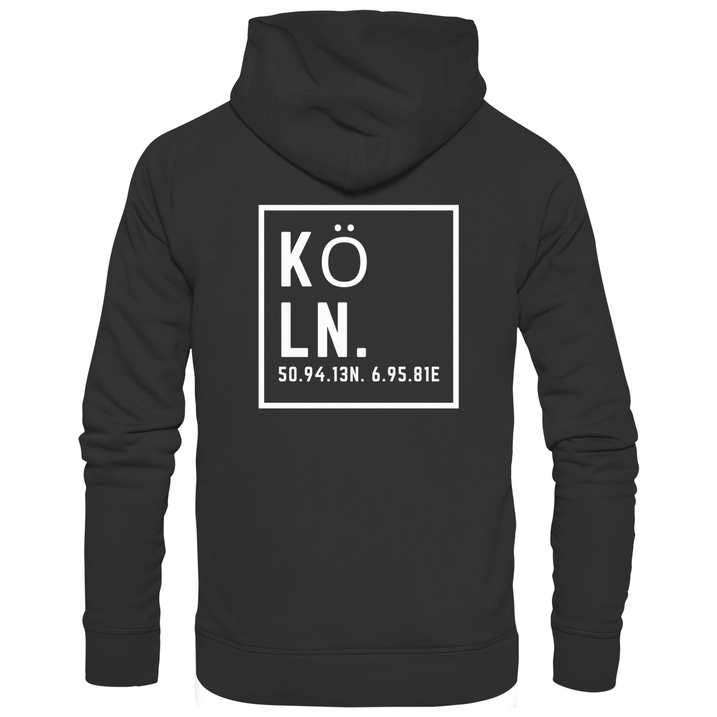 Köln Koordinaten (großer Druck auf dem Rücken) - Premium Unisex Hoodie