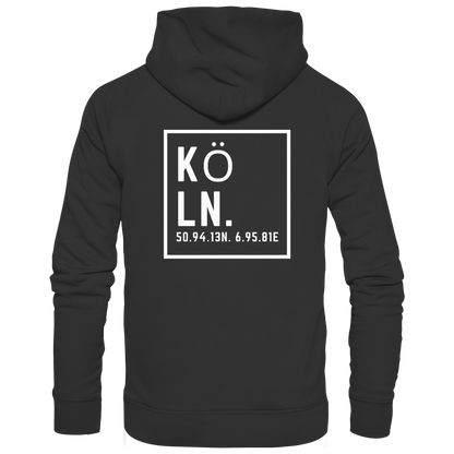 Köln Koordinaten (großer Druck auf dem Rücken) - Premium Unisex Hoodie