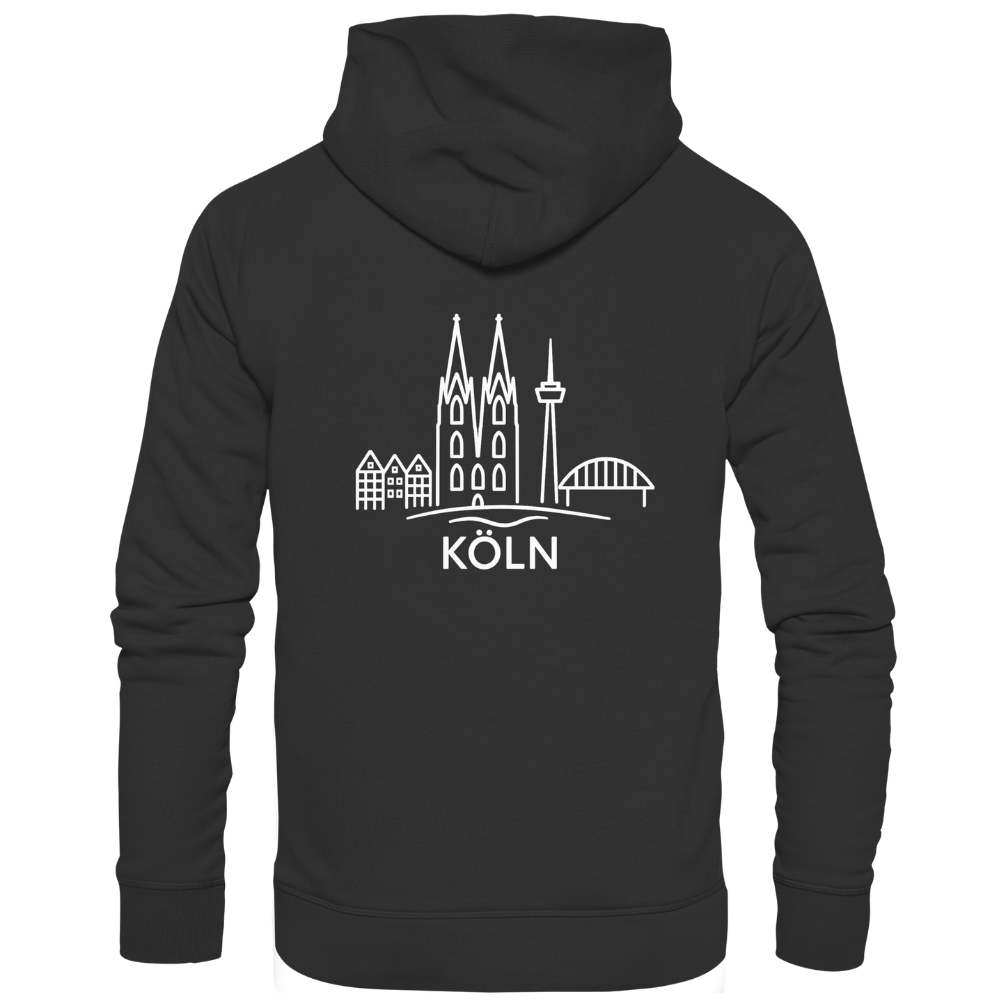 Köln Skyline (großer Druck auf dem Rücken) - Premium Unisex Hoodie