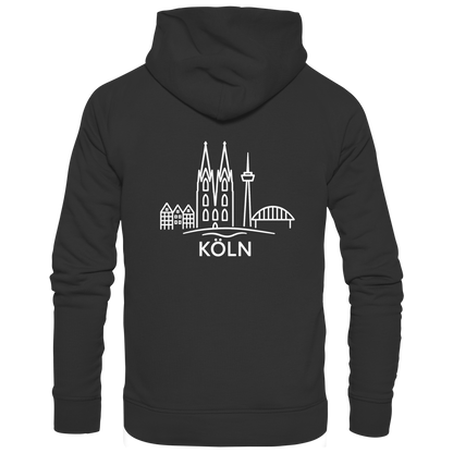 Köln Skyline (großer Druck auf dem Rücken) - Premium Unisex Hoodie