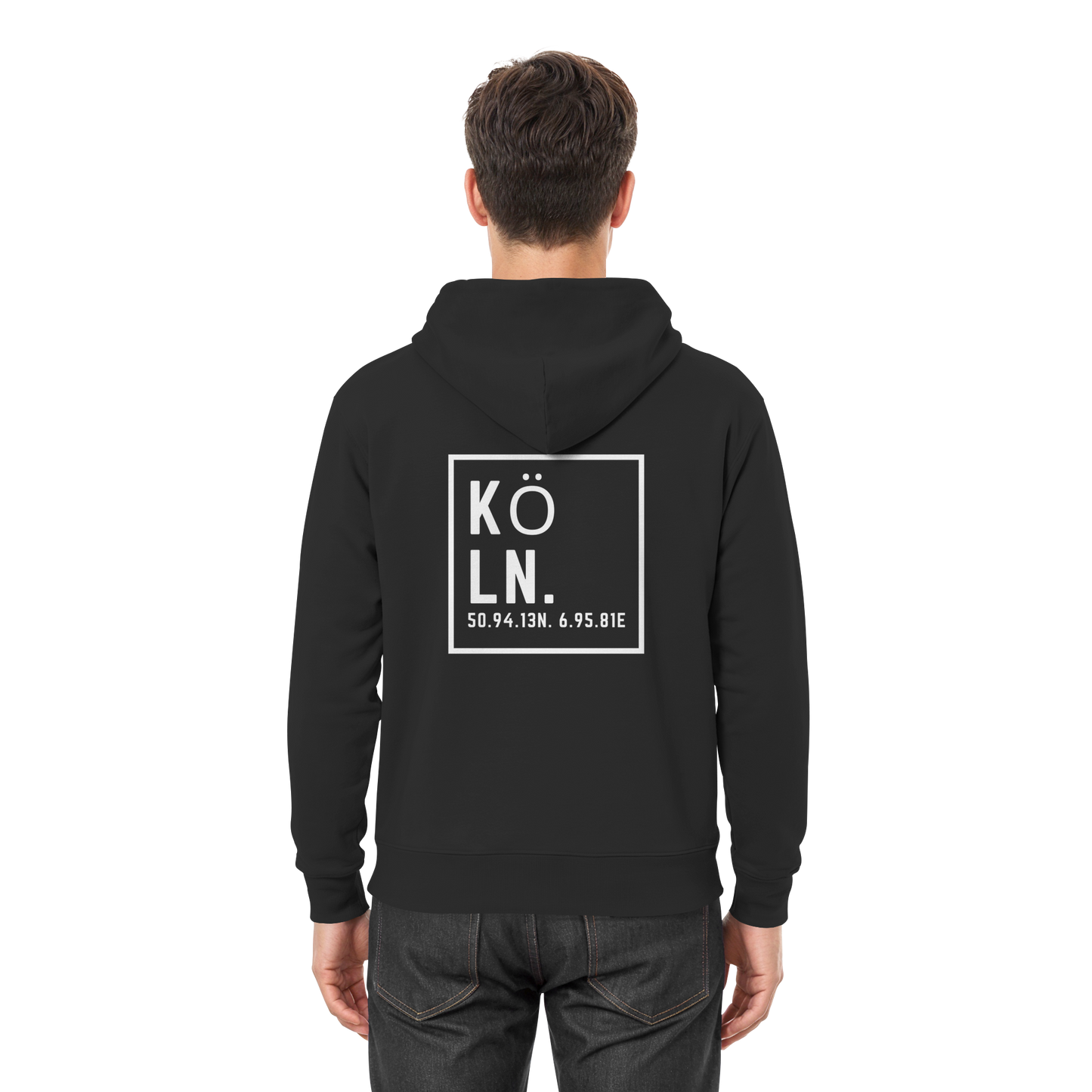 Köln Koordinaten (großer Druck auf dem Rücken) - Premium Unisex Hoodie