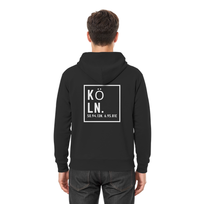 Köln Koordinaten (großer Druck auf dem Rücken) - Premium Unisex Hoodie