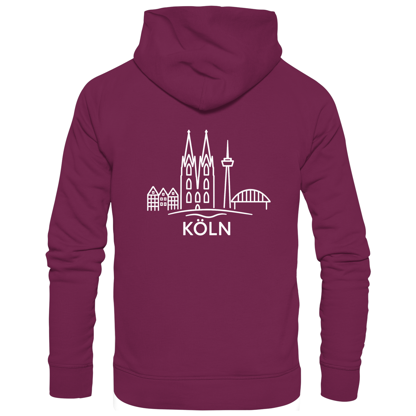 Köln Skyline (großer Druck auf dem Rücken) - Premium Unisex Hoodie