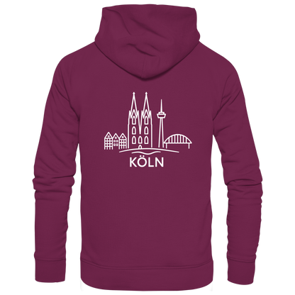 Köln Skyline (großer Druck auf dem Rücken) - Premium Unisex Hoodie