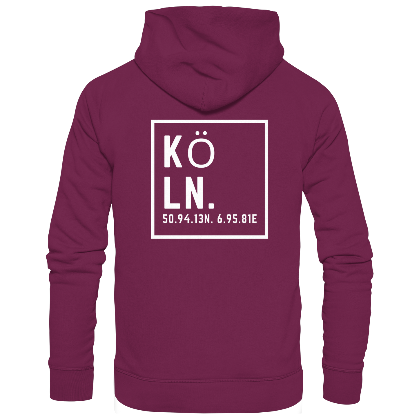 Köln Koordinaten (großer Druck auf dem Rücken) - Premium Unisex Hoodie