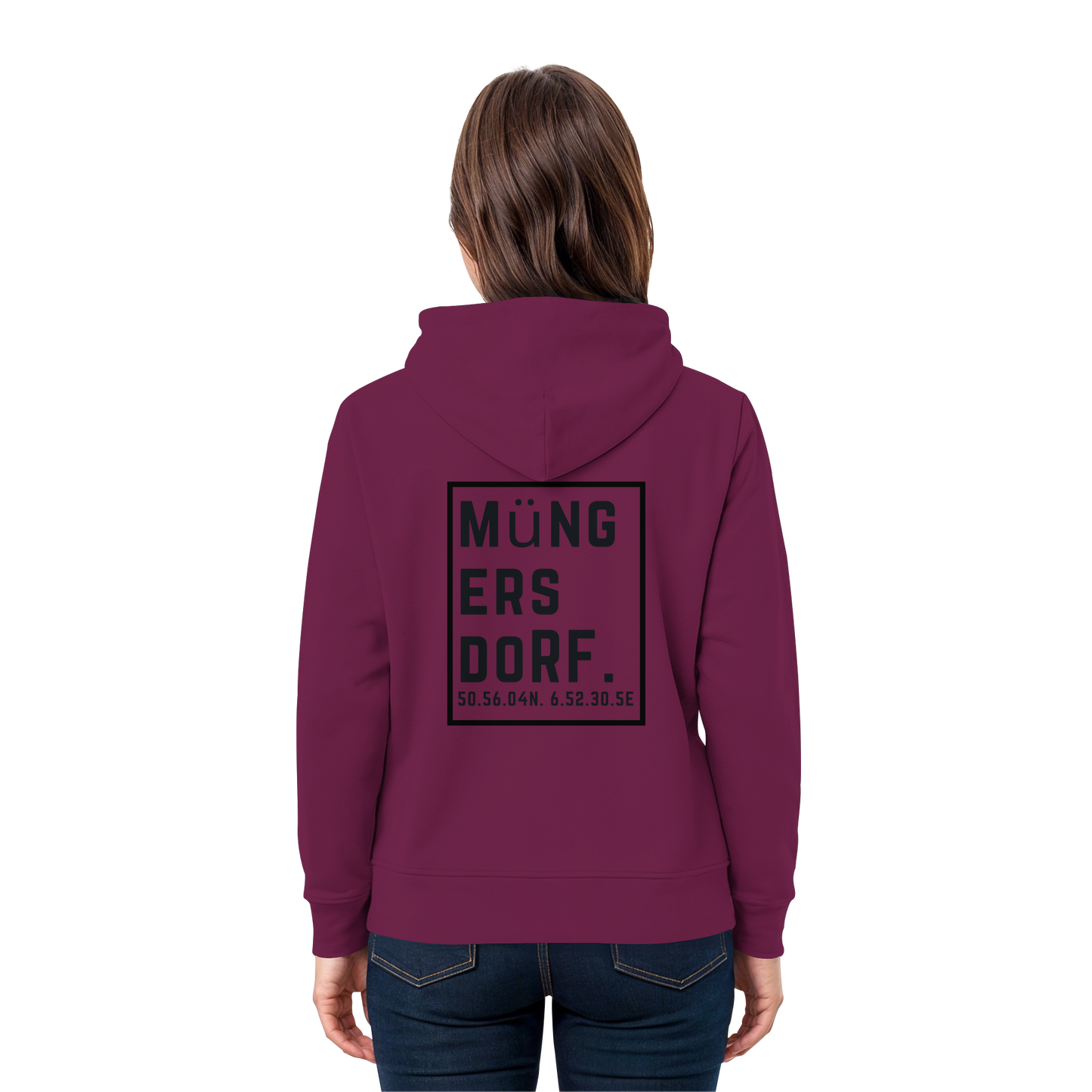 Müngersdorf Koordinaten (großer Druck auf dem Rücken) - Premium Unisex Hoodie