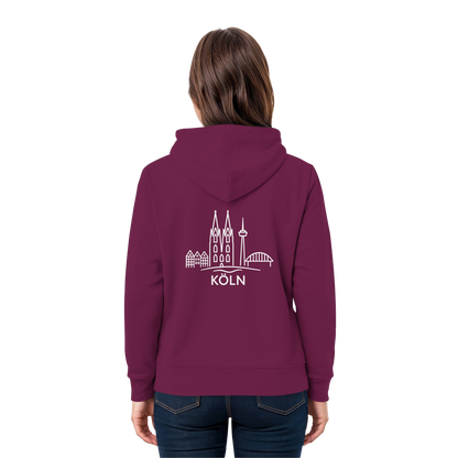 Köln Skyline (großer Druck auf dem Rücken) - Premium Unisex Hoodie
