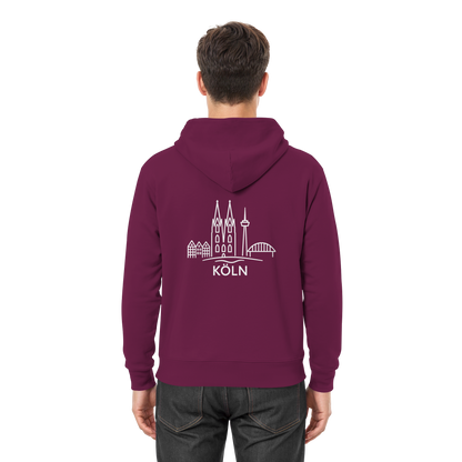 Köln Skyline (großer Druck auf dem Rücken) - Premium Unisex Hoodie