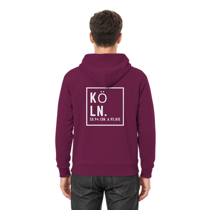 Köln Koordinaten (großer Druck auf dem Rücken) - Premium Unisex Hoodie