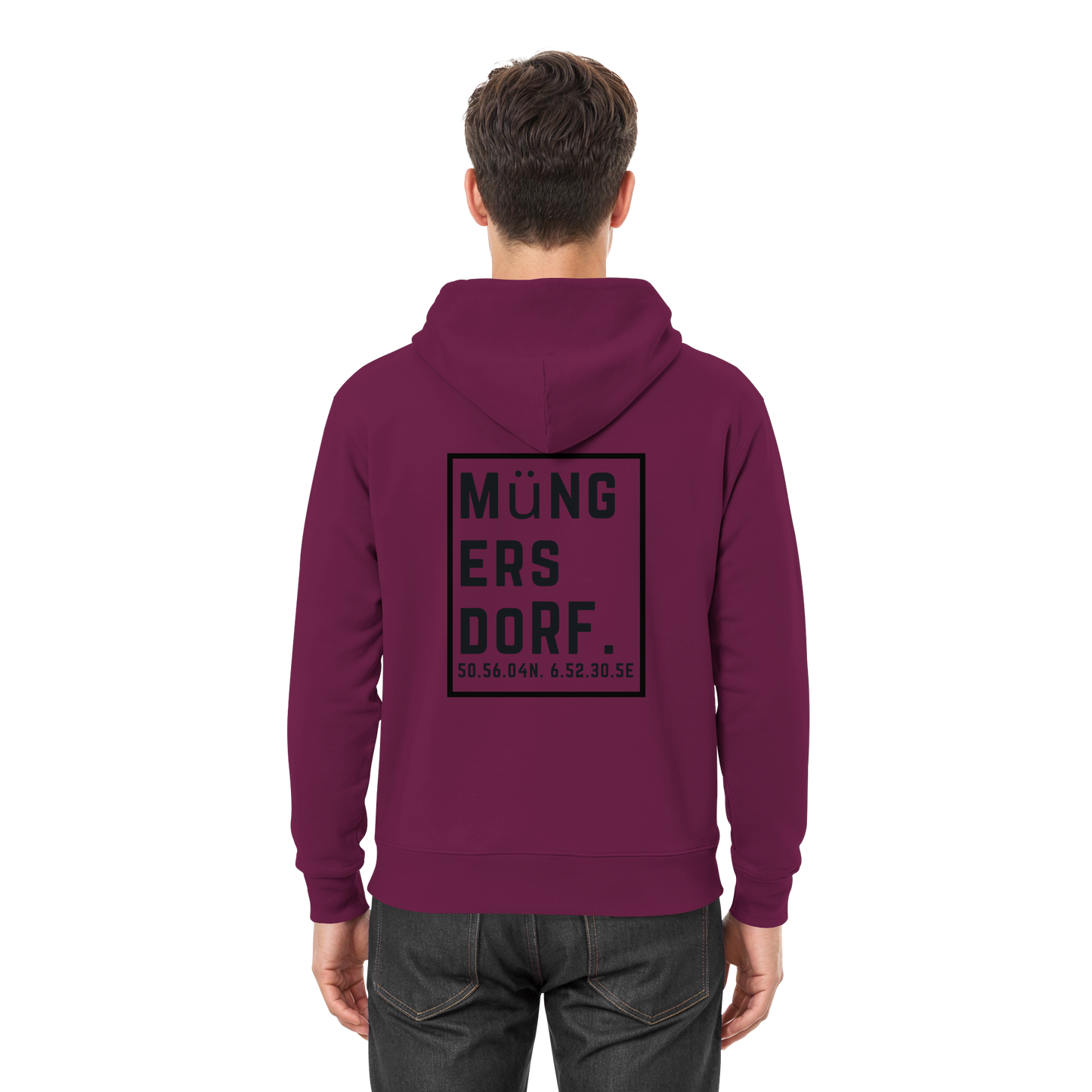 Müngersdorf Koordinaten (großer Druck auf dem Rücken) - Premium Unisex Hoodie