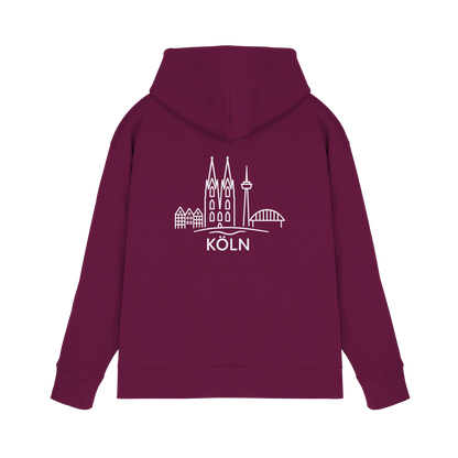 Köln Skyline (großer Druck auf dem Rücken) - Premium Unisex Hoodie