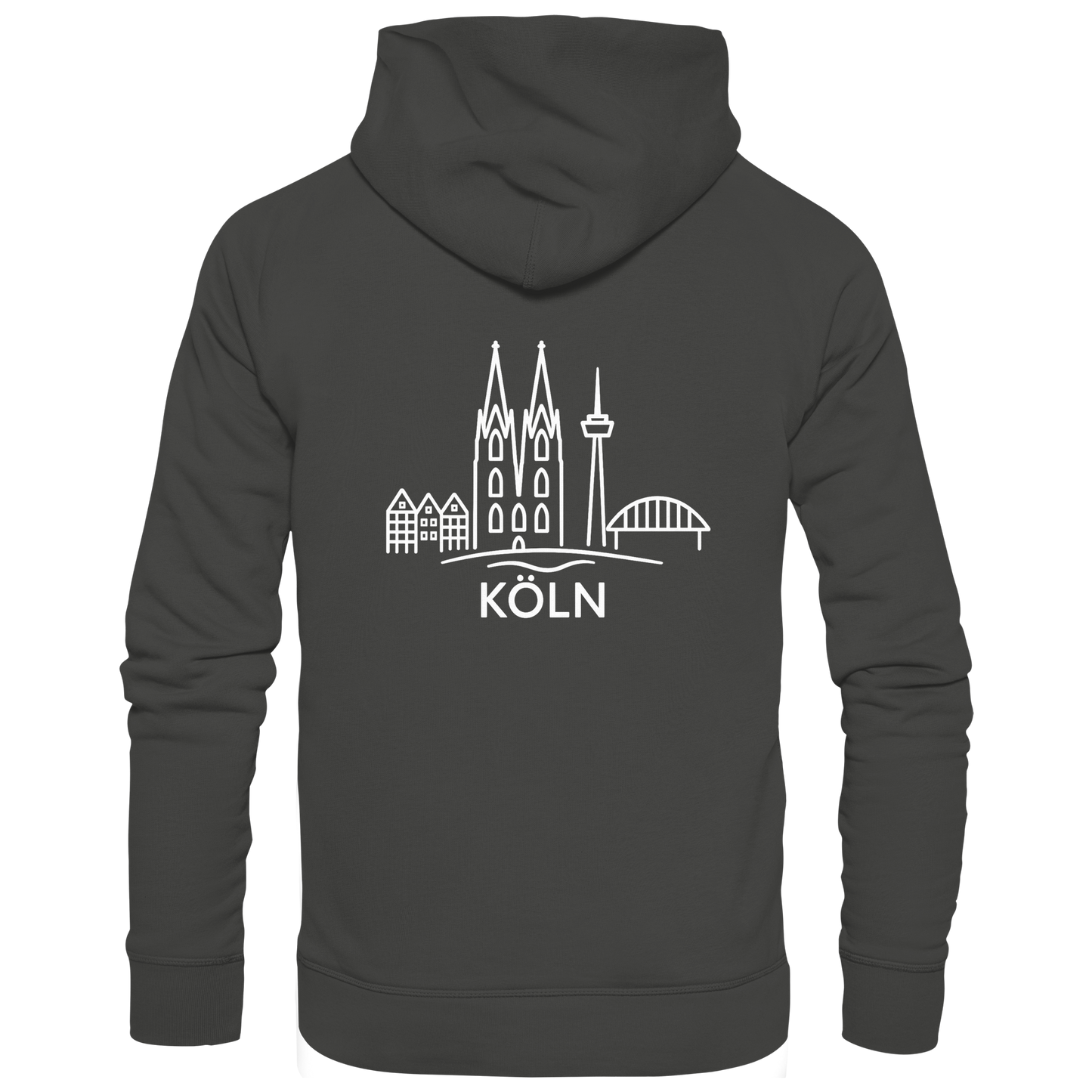 Köln Skyline (großer Druck auf dem Rücken) - Premium Unisex Hoodie