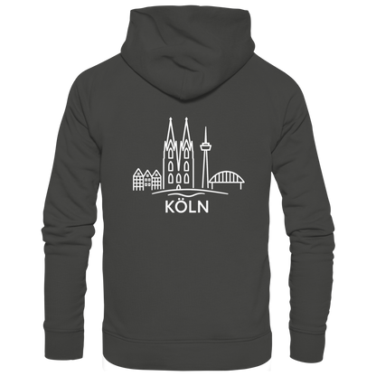 Köln Skyline (großer Druck auf dem Rücken) - Premium Unisex Hoodie