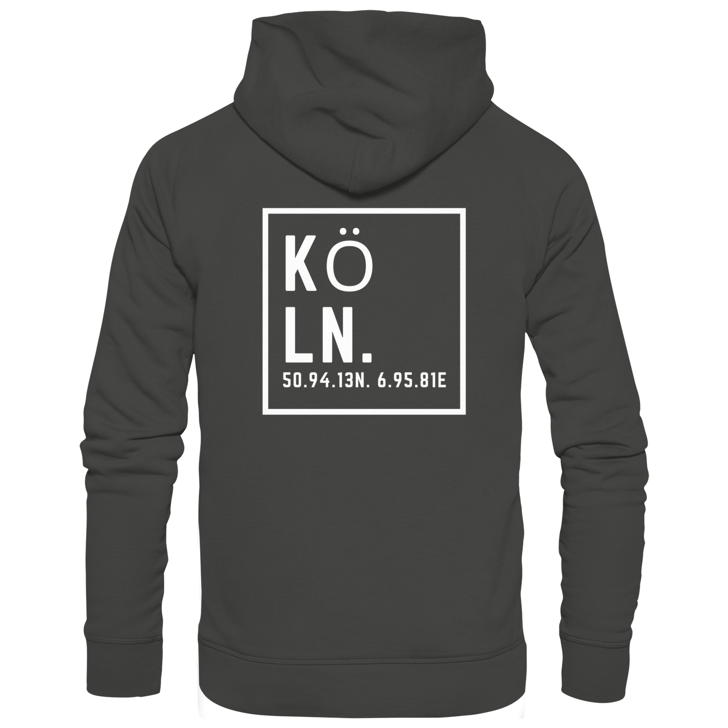 Köln Koordinaten (großer Druck auf dem Rücken) - Premium Unisex Hoodie