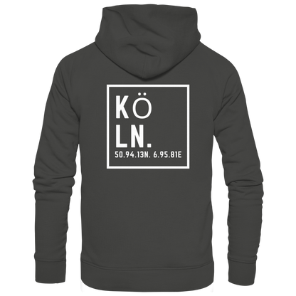 Köln Koordinaten (großer Druck auf dem Rücken) - Premium Unisex Hoodie