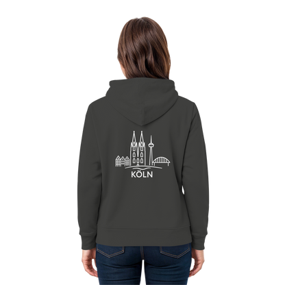 Köln Skyline (großer Druck auf dem Rücken) - Premium Unisex Hoodie