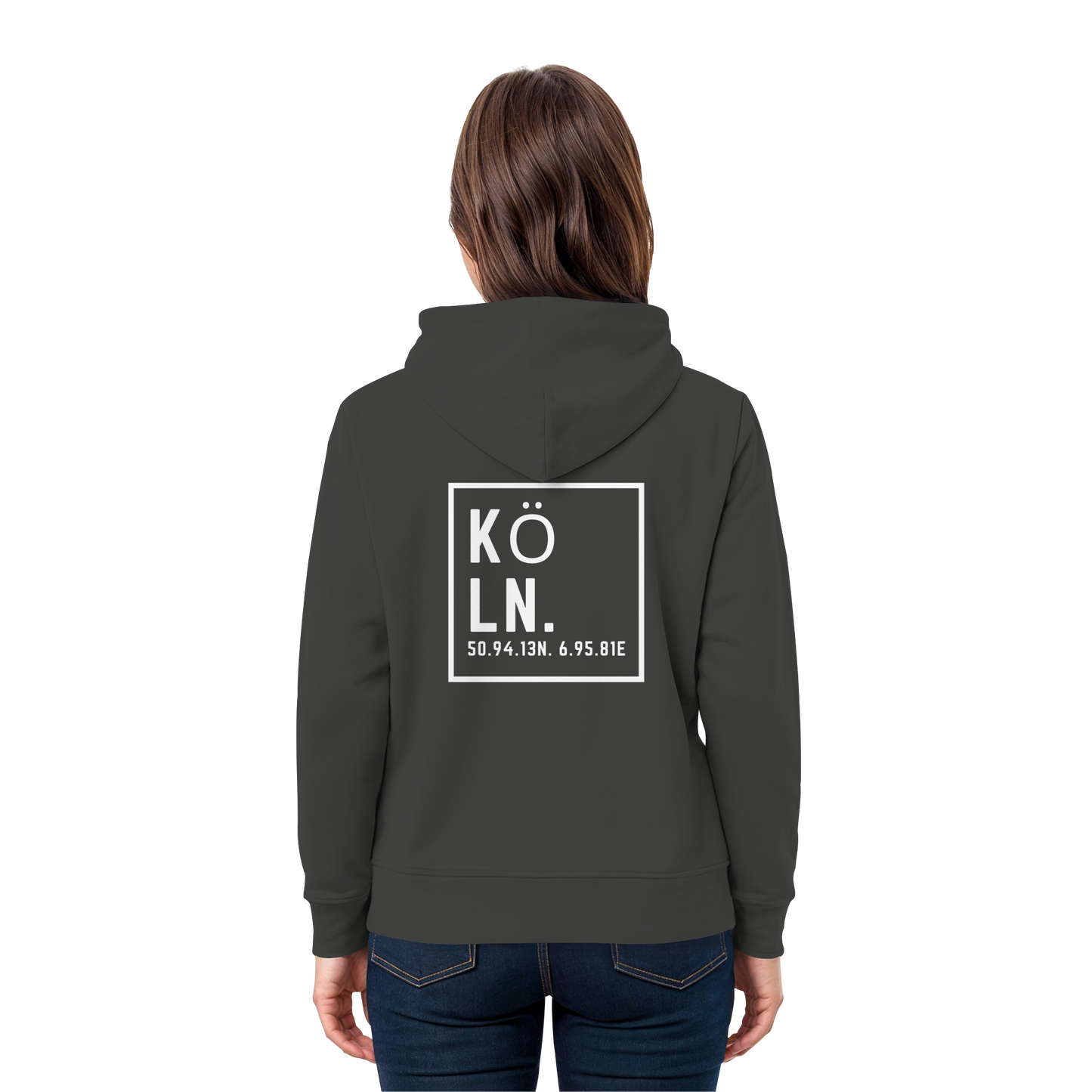 Köln Koordinaten (großer Druck auf dem Rücken) - Premium Unisex Hoodie