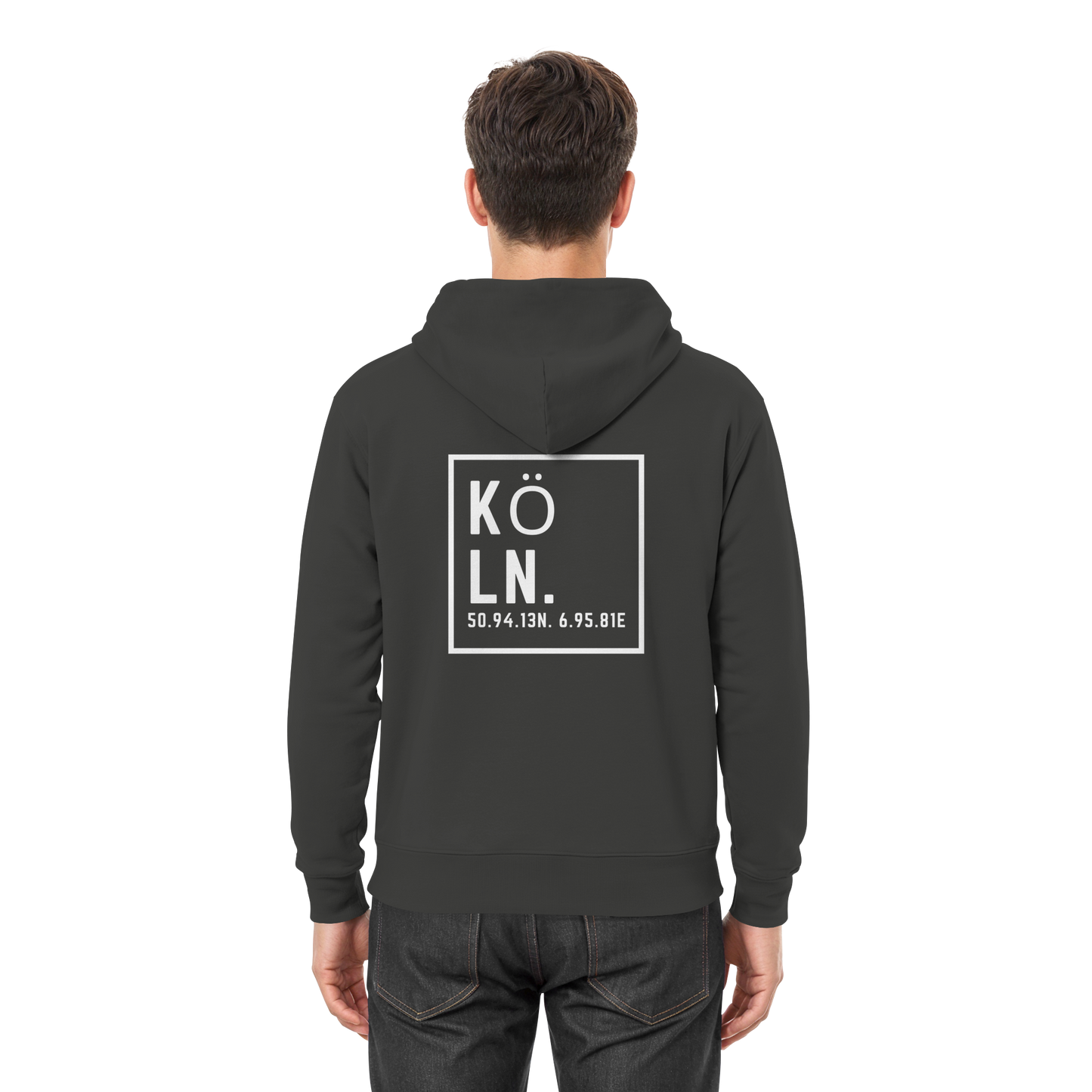 Köln Koordinaten (großer Druck auf dem Rücken) - Premium Unisex Hoodie