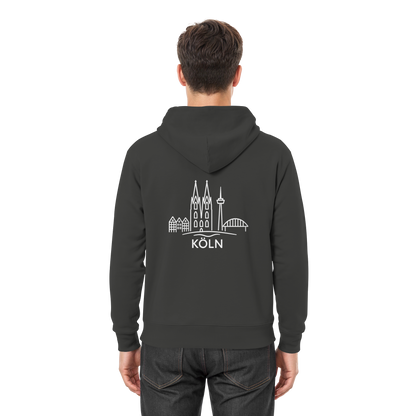 Köln Skyline (großer Druck auf dem Rücken) - Premium Unisex Hoodie
