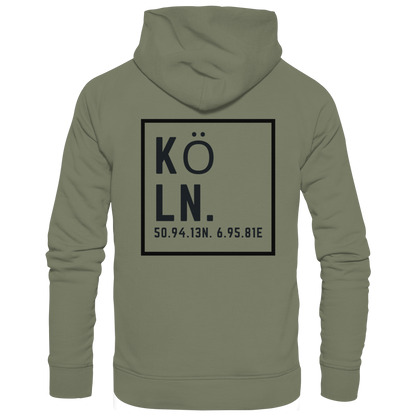 Köln Koordinaten (großer Druck auf dem Rücken) - Premium Unisex Hoodie