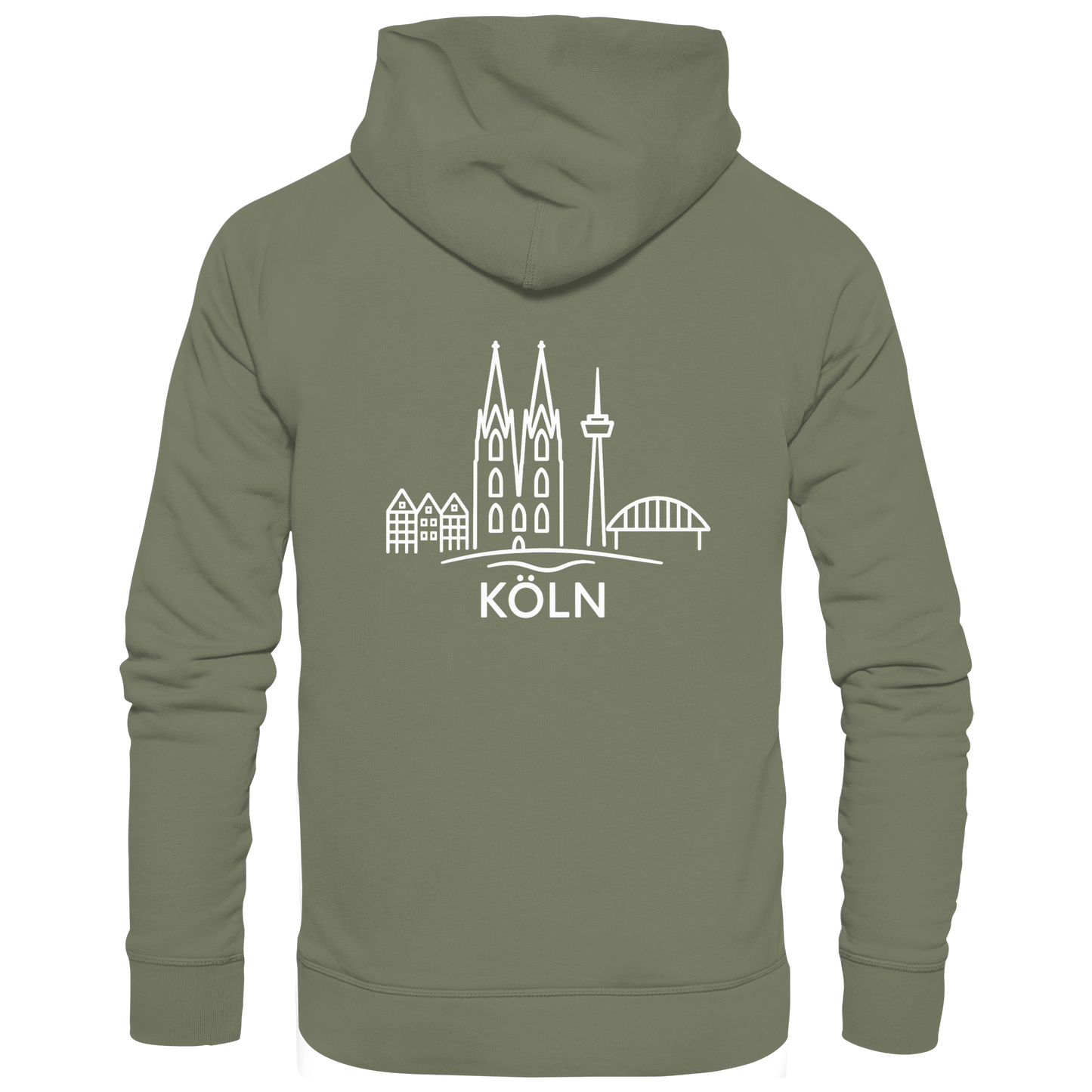 Köln Skyline (großer Druck auf dem Rücken) - Premium Unisex Hoodie