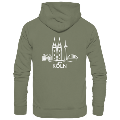 Köln Skyline (großer Druck auf dem Rücken) - Premium Unisex Hoodie