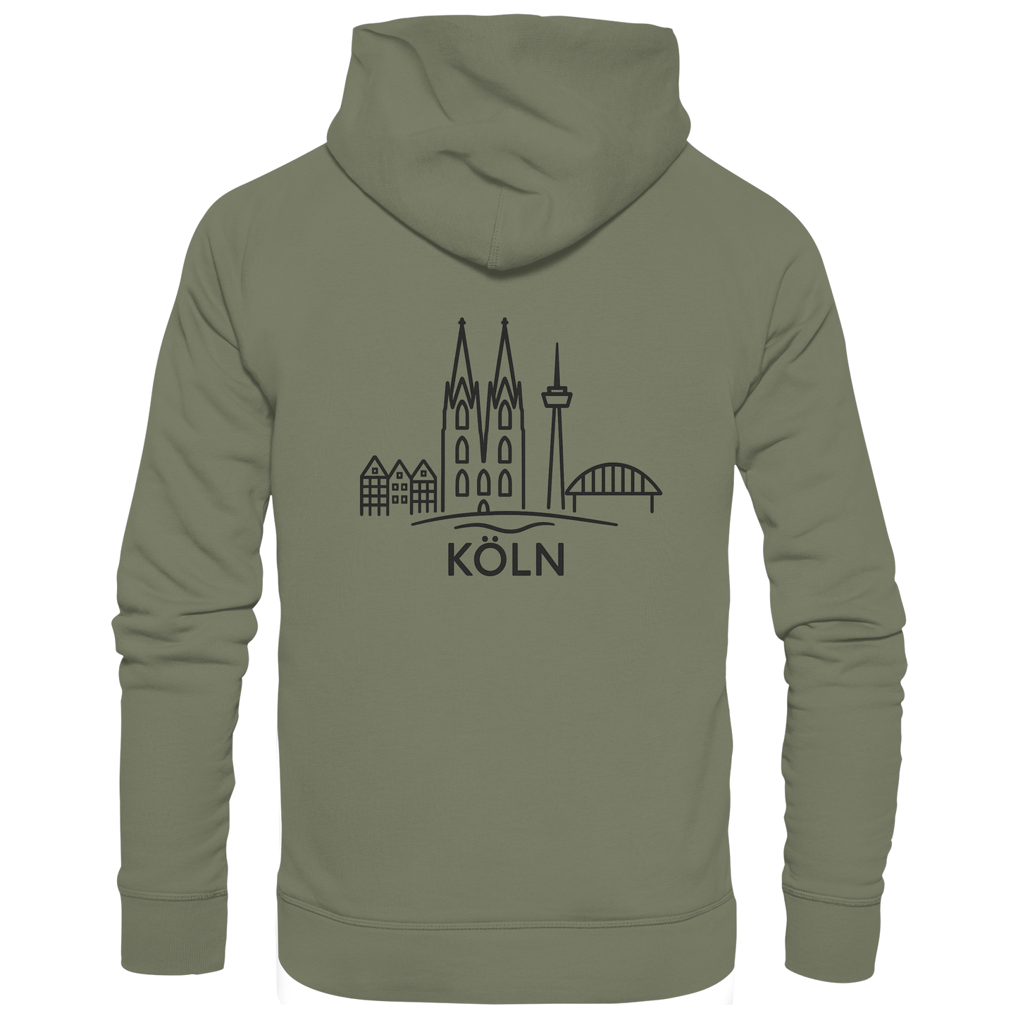Köln Skyline (großer Druck auf dem Rücken) - Premium Unisex Hoodie