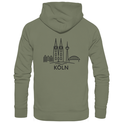 Köln Skyline (großer Druck auf dem Rücken) - Premium Unisex Hoodie