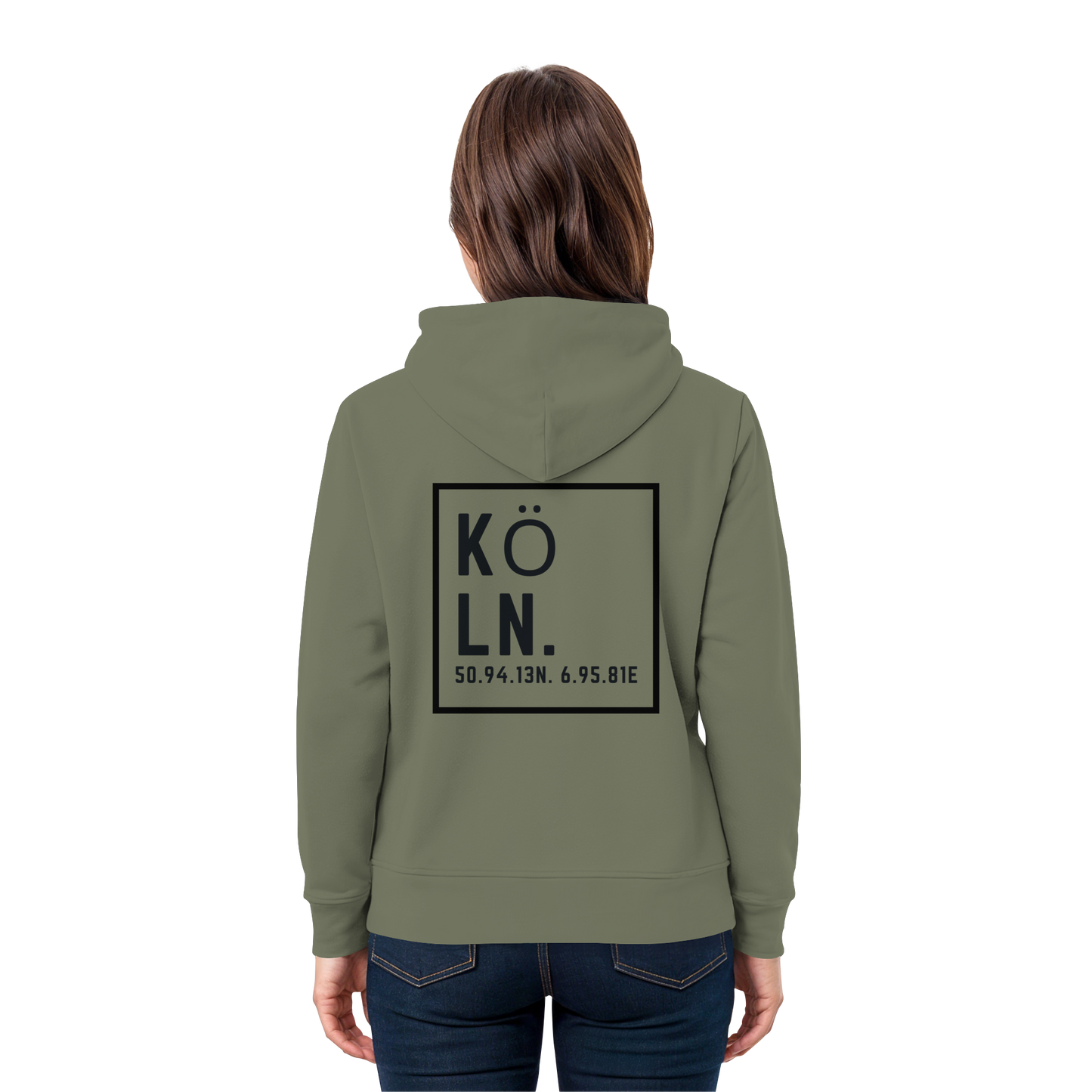 Köln Koordinaten (großer Druck auf dem Rücken) - Premium Unisex Hoodie